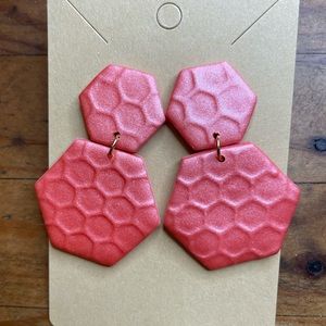 Metallic Pink Polymer Clay Drop Earrings